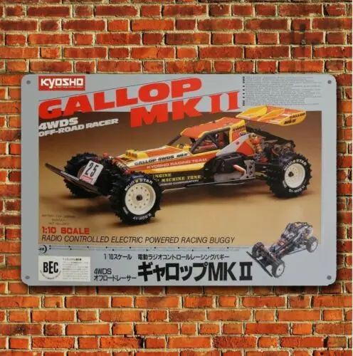 Metal Poster Vintage Rc Car Wall Deco Tin Sign Plaque Kyosho Gallop Mk2 Boxart