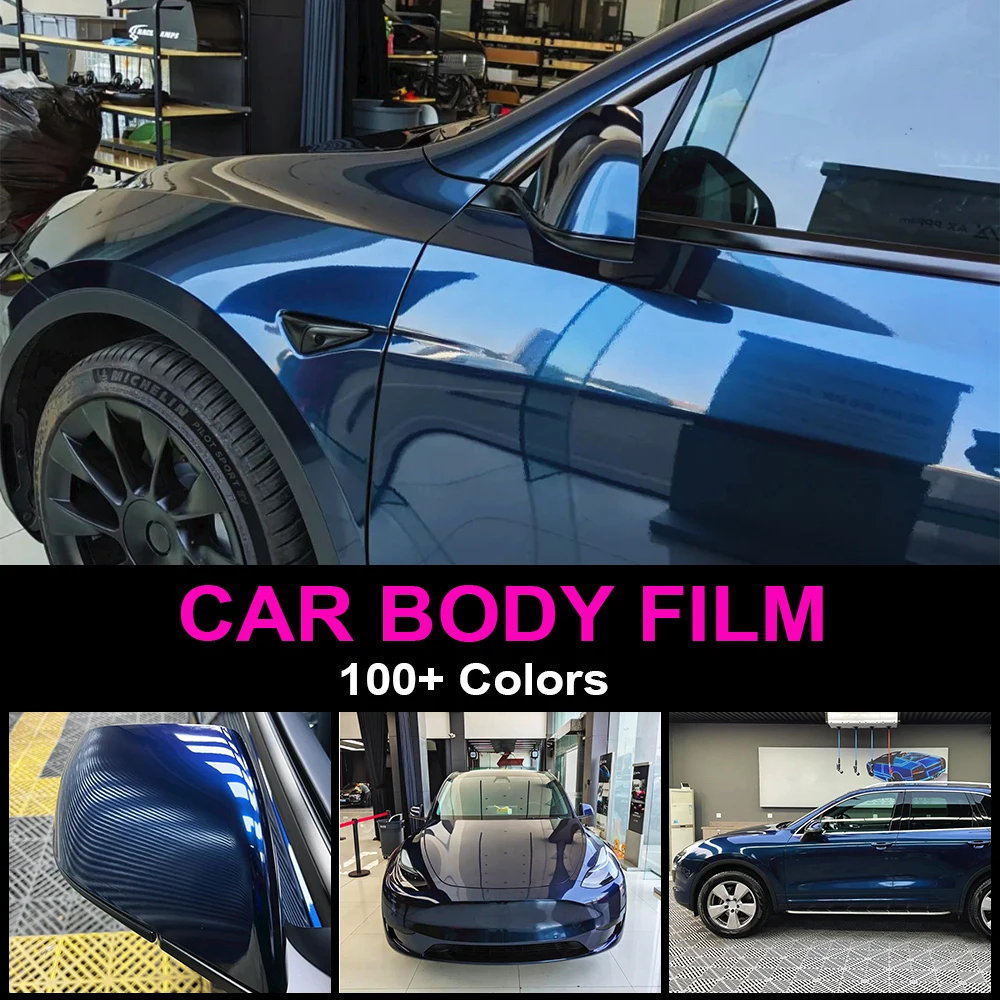 PET Navy Blue Color Car Wrapping Film Scratch-Resistant Durable Colors Change Sticker Cover Auto Vehicles Motorcycle Modified