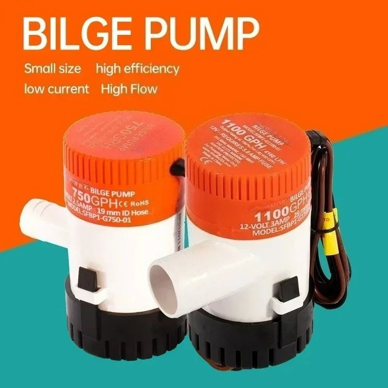 Bilge Pump 12V 24V DC Mini Submersible Waterproof Drain Pump Electric Water Pump for Boat Marine RV Yacht Accessories