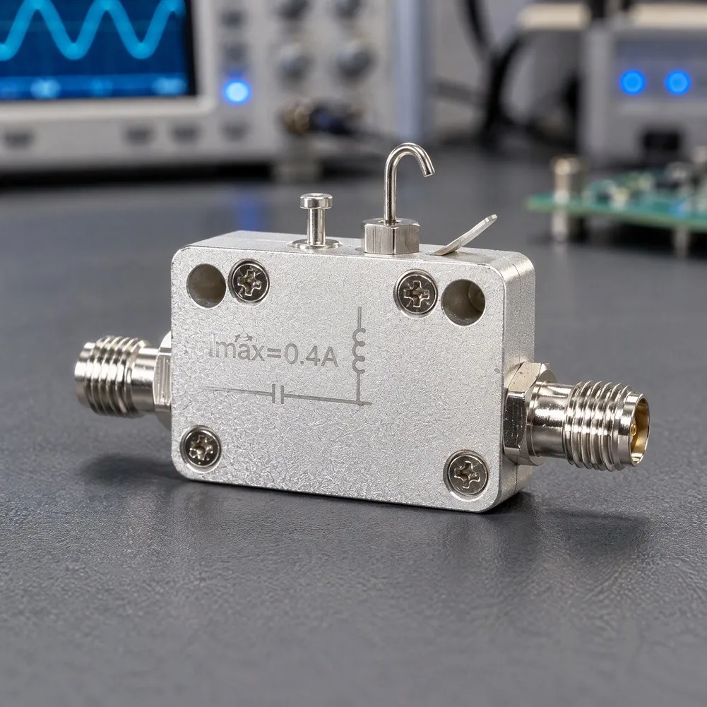 For SMA Bias Tee for RF Testing and Power Feeding 10MHz to 10GHz Operation Range 0.4A Base Current Upgradable to 0.