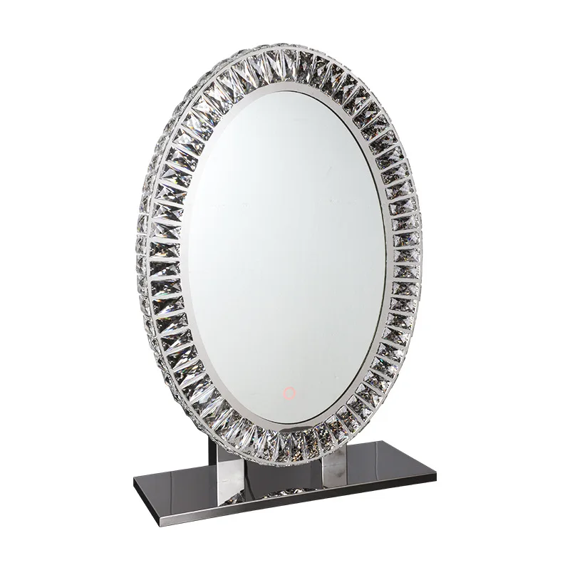 

Stainless steel crystal mirror LED dressing table Internet celebrity acrylic with ambient light smart mirror