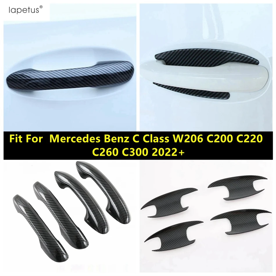 

Carbon Fiber Car Door Handle Bowl Decoration Cover Trim ABS Accessories For Benz C Class W206 C200 C220 C260 C300 2022 2023 2024