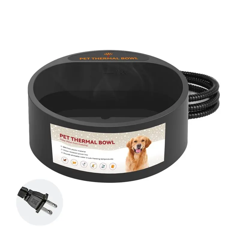 A25F-Smart Thermostatic For Outdoor Winter Water Bowl 2.2L Heated Pet Bowl Dog Cat Bowl Anti-Freeze Use US Plug