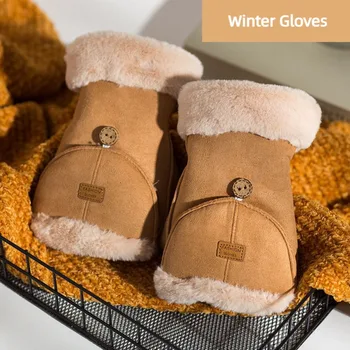 Modne grube rękawiczki z półpalcami Pluszowe rękawiczki z klapką z ekranem dotykowym Utrzymują ciepło Rękawiczki bez palców Zima