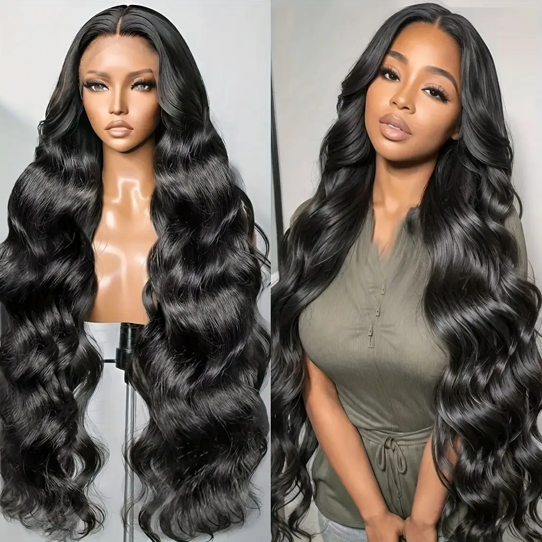 Perruque Lace Front Wig Body Wave Naturelle, Cheveux Humains, Ultra-violet, HD, 13x4, 13x6, 40 Pouces, Densité 200%, pour Femme Africaine