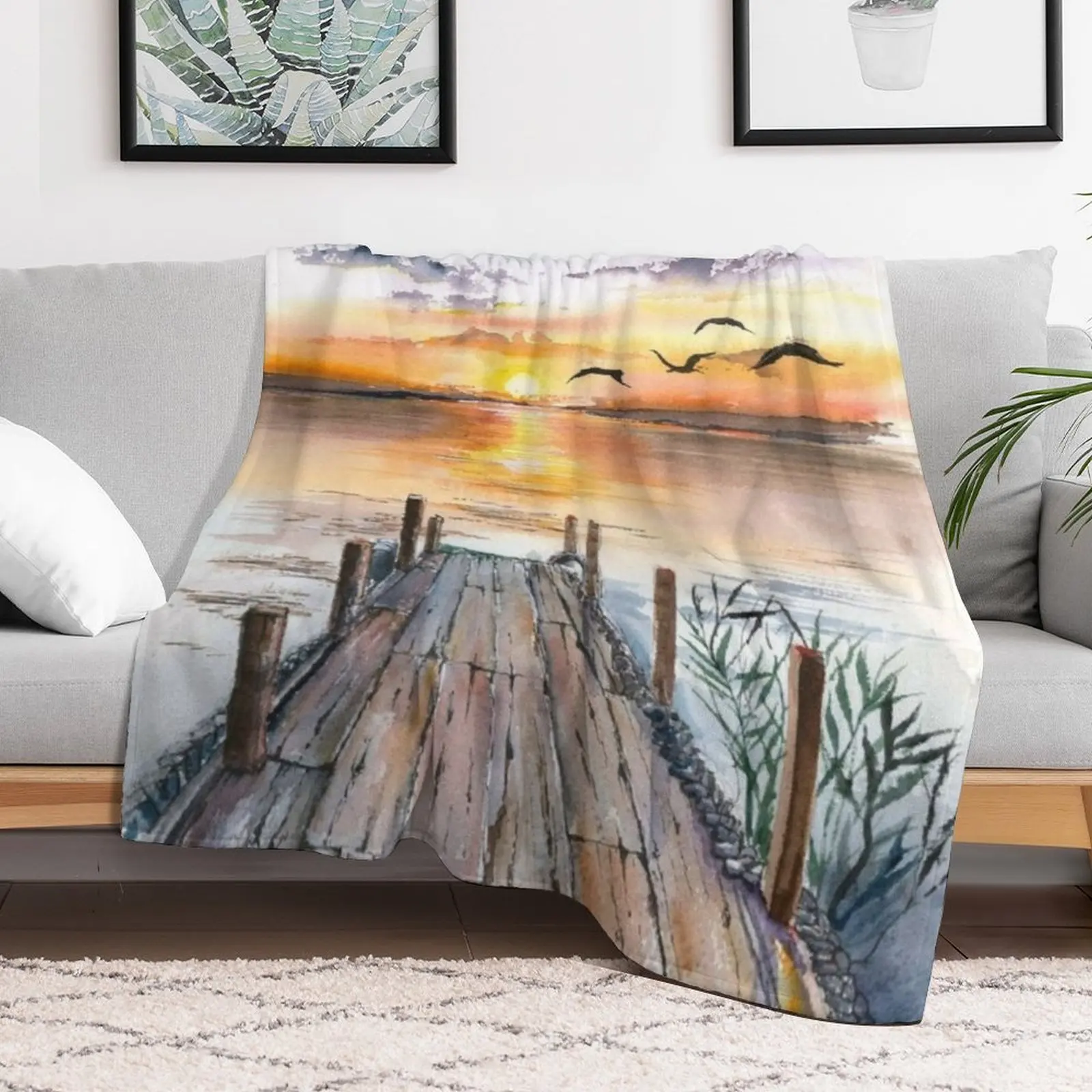 

Aquarell Throw Blanket Moving wednesday Summer Beddings Blankets