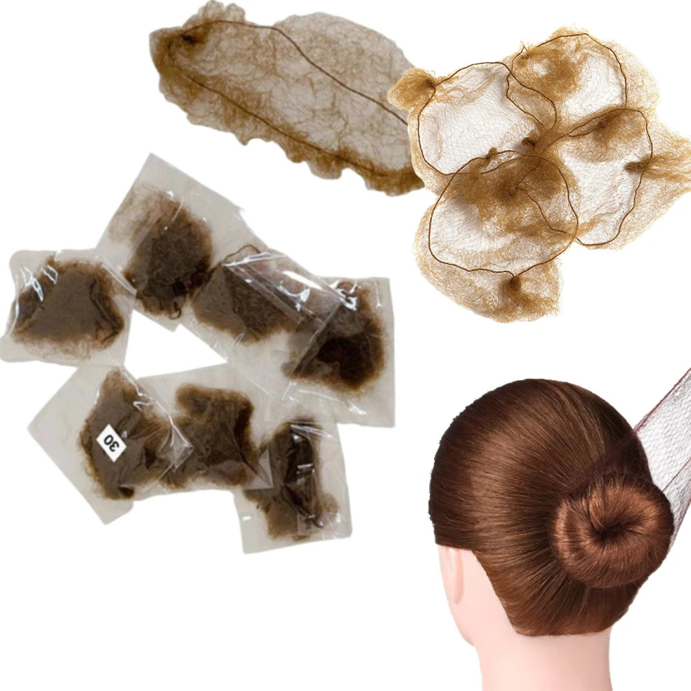 

20 шт. прочная нейлоновая сетка для волос для булочки, инструмент для прически, коричневая сетка для волос для париков, сетчатые сетки для укладки волос