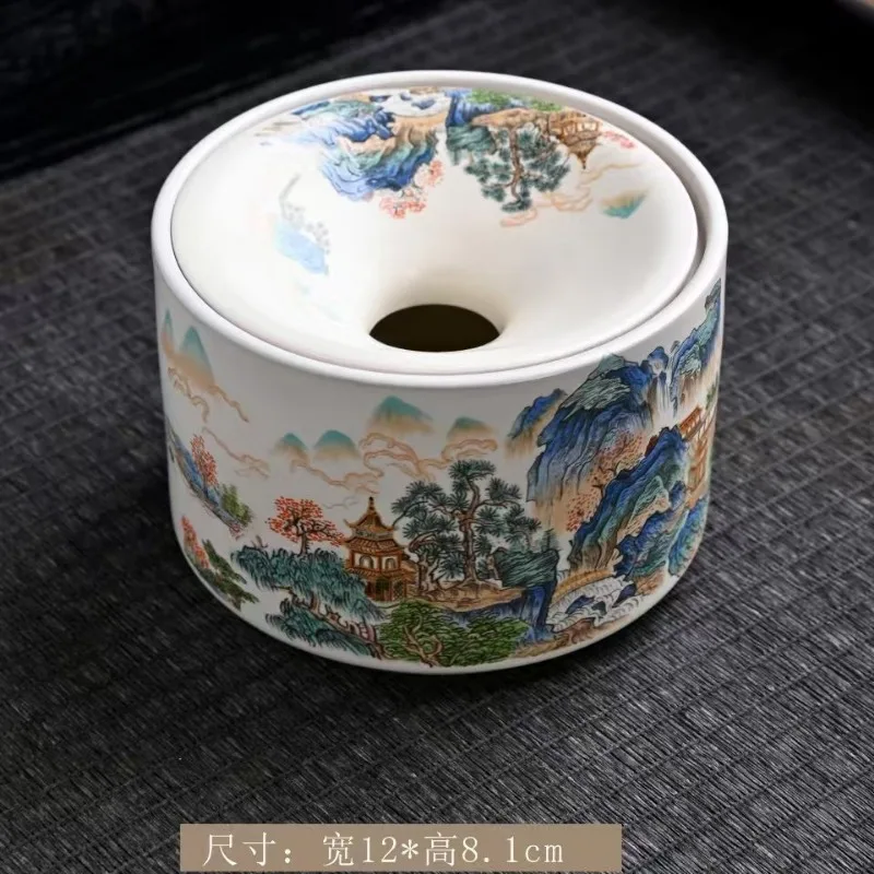 Ru Kiln National Style Ashtray Anti-fly Ash Tangled Lotus Tea Washer Ceramic Tea Dregs Tank Water Bowl Cup Washer Household