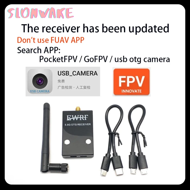 EWRF New Version Ready To Use 5.8G 56CH 720*480 FPV UVC Receiver Video Downlink OTG VR Android Phone for FPV AV Monitor Receiver