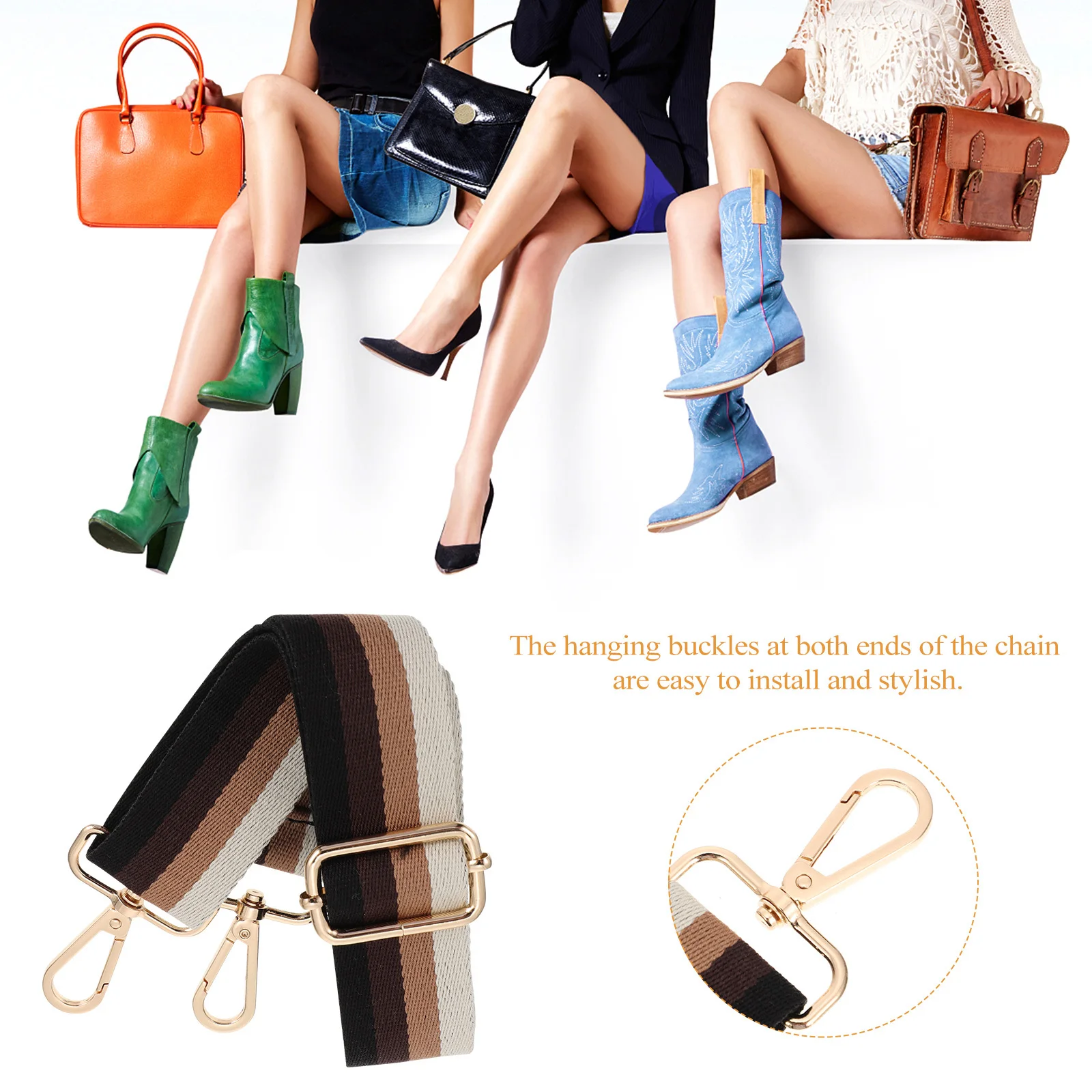 

Cotton Webbing Bag Straps All-match Replacement Crossbody Adjustable Durable Comfortable Non-scratch Shoulder Belts for Handbags