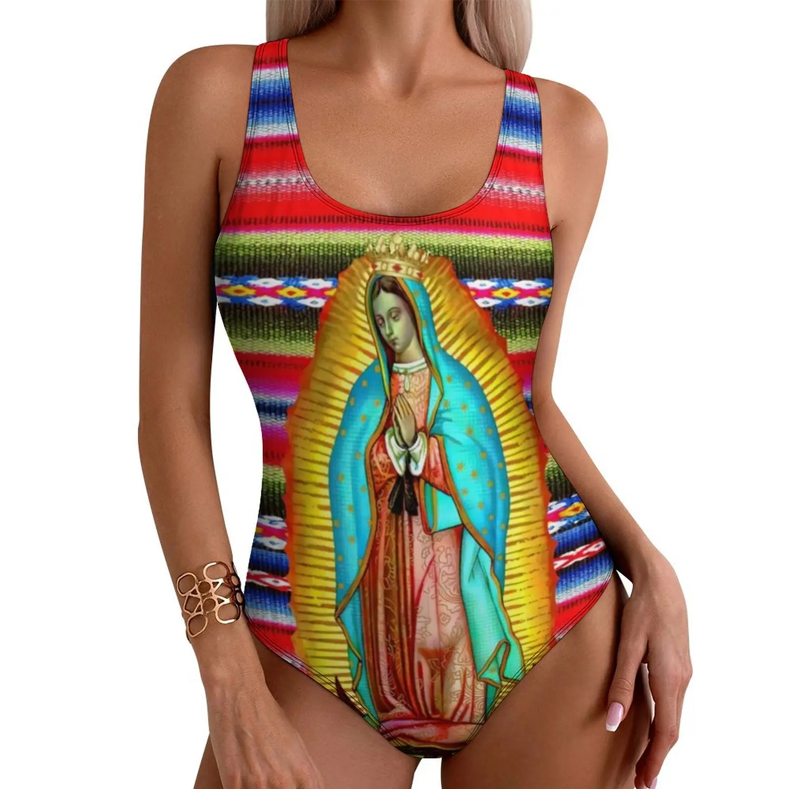 Virgin Mary Swimsuit Sexy Our Lady of Guadalupe One Piece Swimwear Push Up Swimsuits Fantasy Vacation Bath Monokini