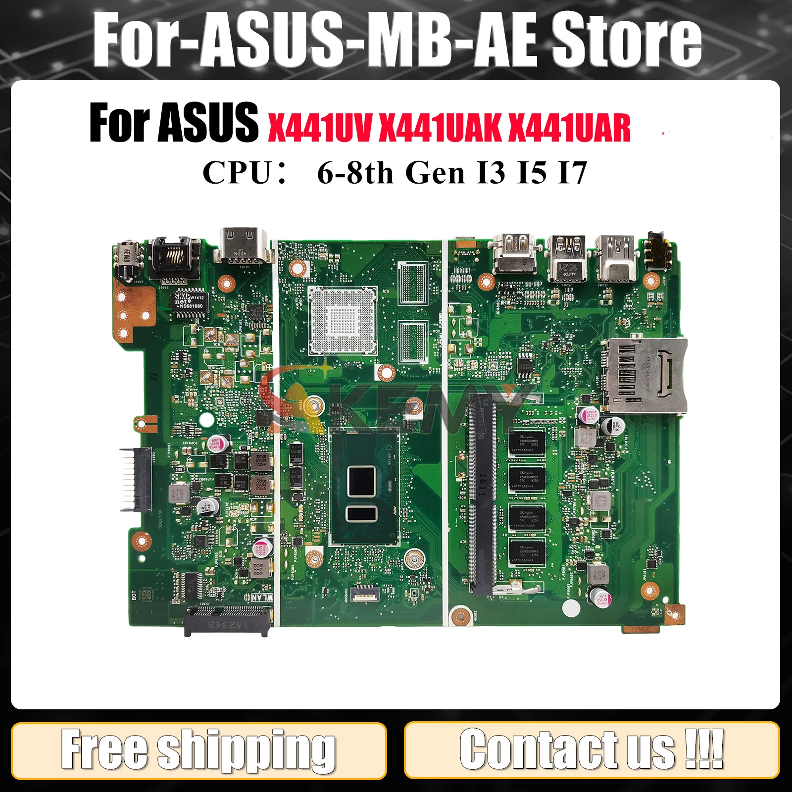 

X441UA Laptop Motherboard For ASUS X441UVK X441UAK F441U X441URK X441UV X441UAR X441U A441U X441UF X441UB Mainboard I3 I5 I7 CPU
