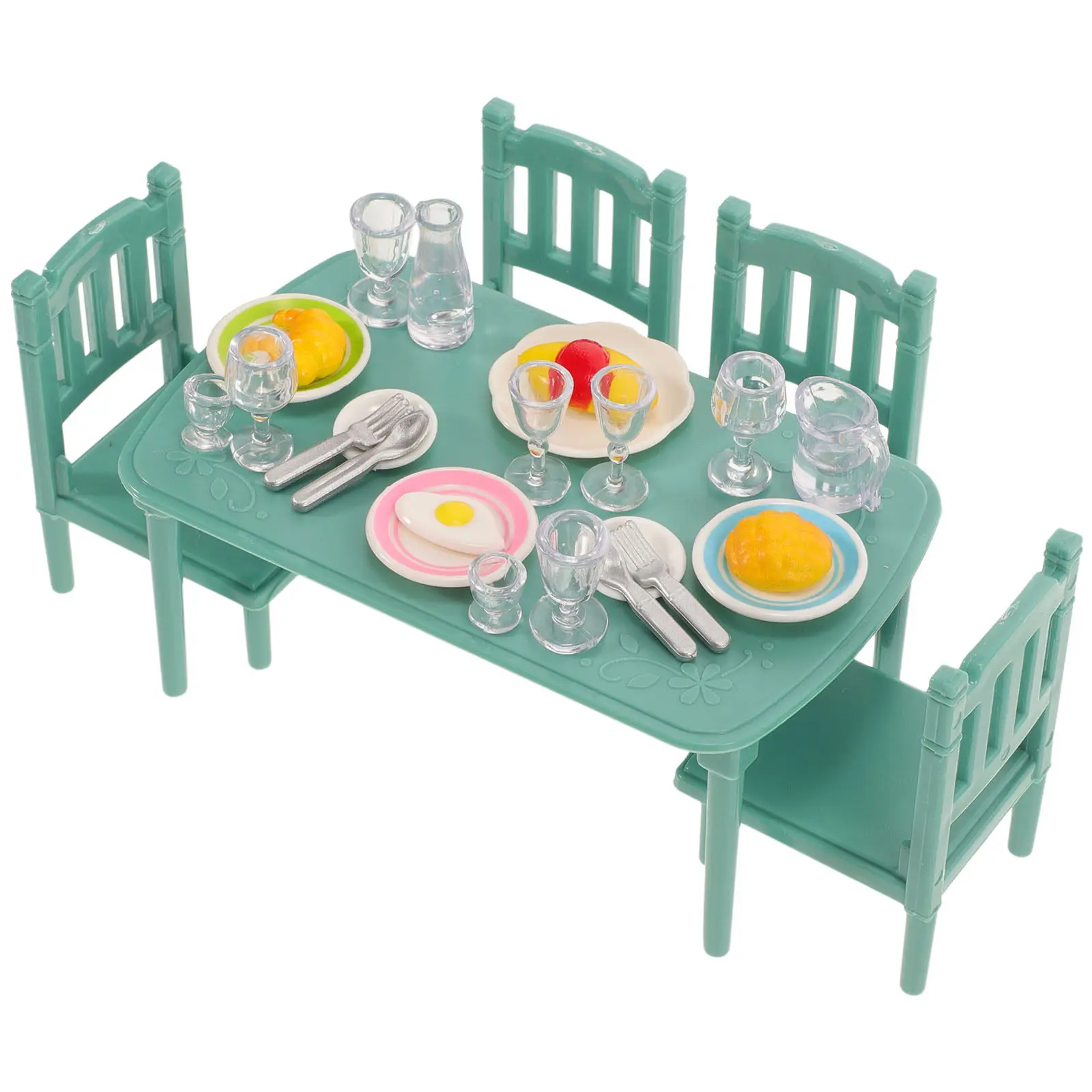 

Набор миниатюрной кухонной мебели: мини-стол и стулья, высокореалистичный компактный дизайн, аксессуары для кукольного домика, миниатюрные пластиковые элементы