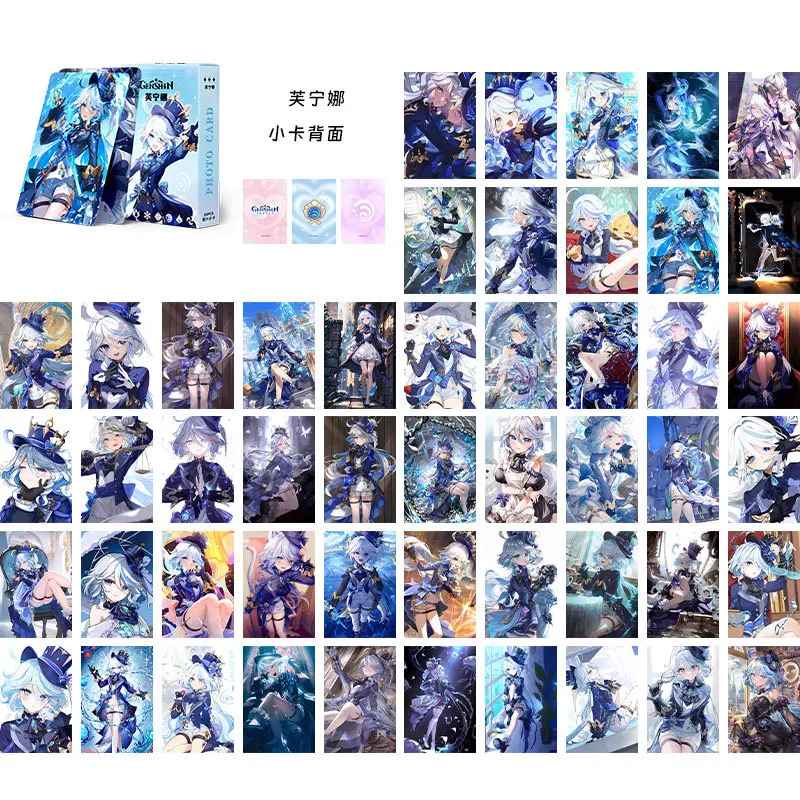 50pcs Anime Genshin Impact Lomo Cards Postcards Box Card Games Neuvillette Wriothesley Fans Party Decorations Kids Gift Toy