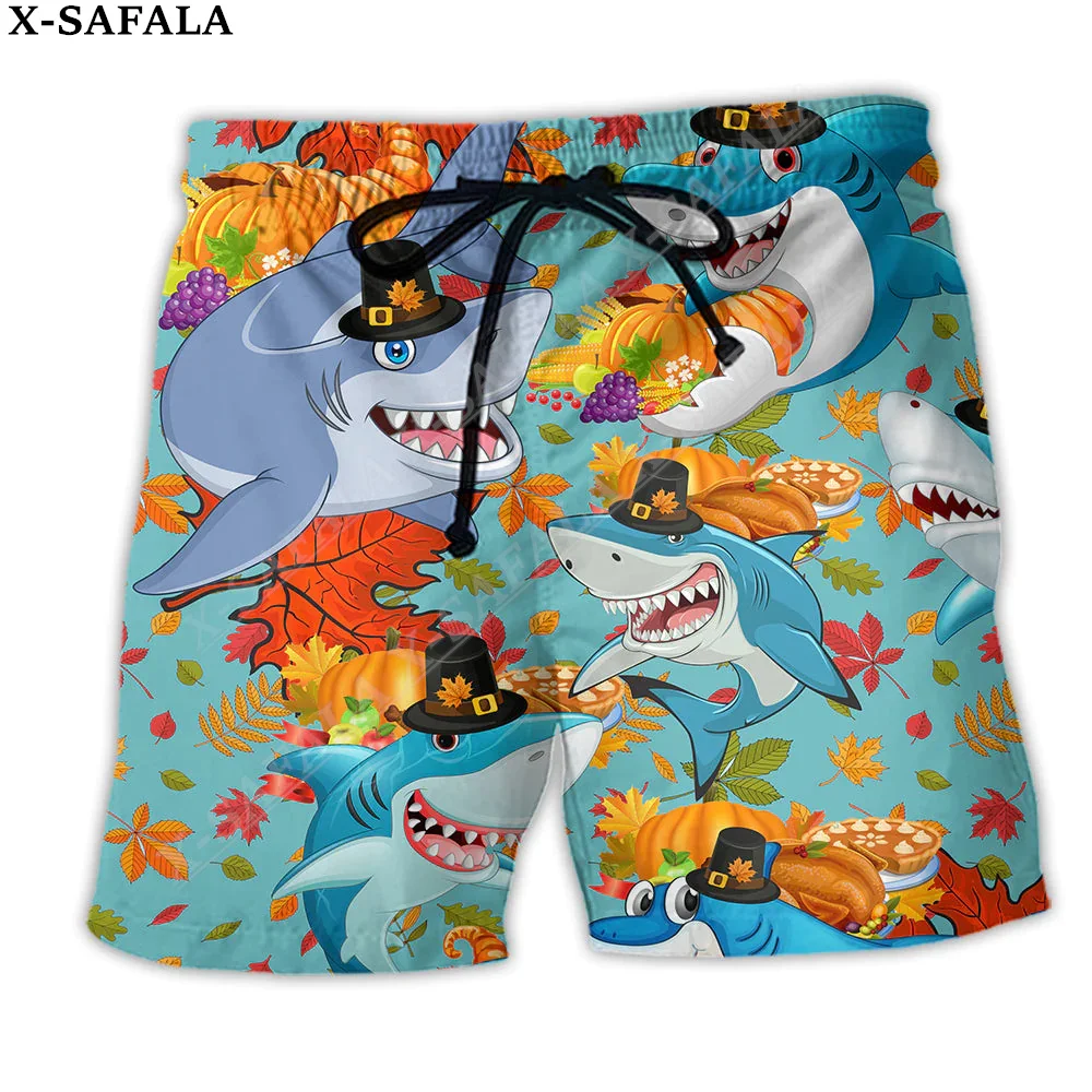 Funny Beach Style Shark Turtle Swimming Shorts Summer Beach Holiday Shorts Men's Swimming Beach Pants Half Pants -1