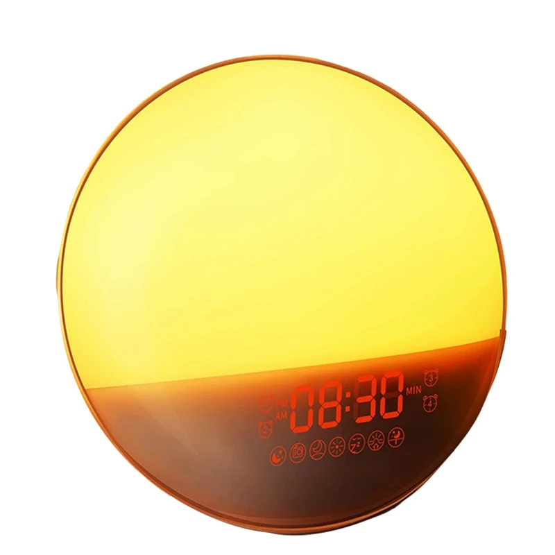 Sunrise Alarm Clock Wake Up Light Dual Alarm Clock FM Radio 7 Color Bedroom Night Light