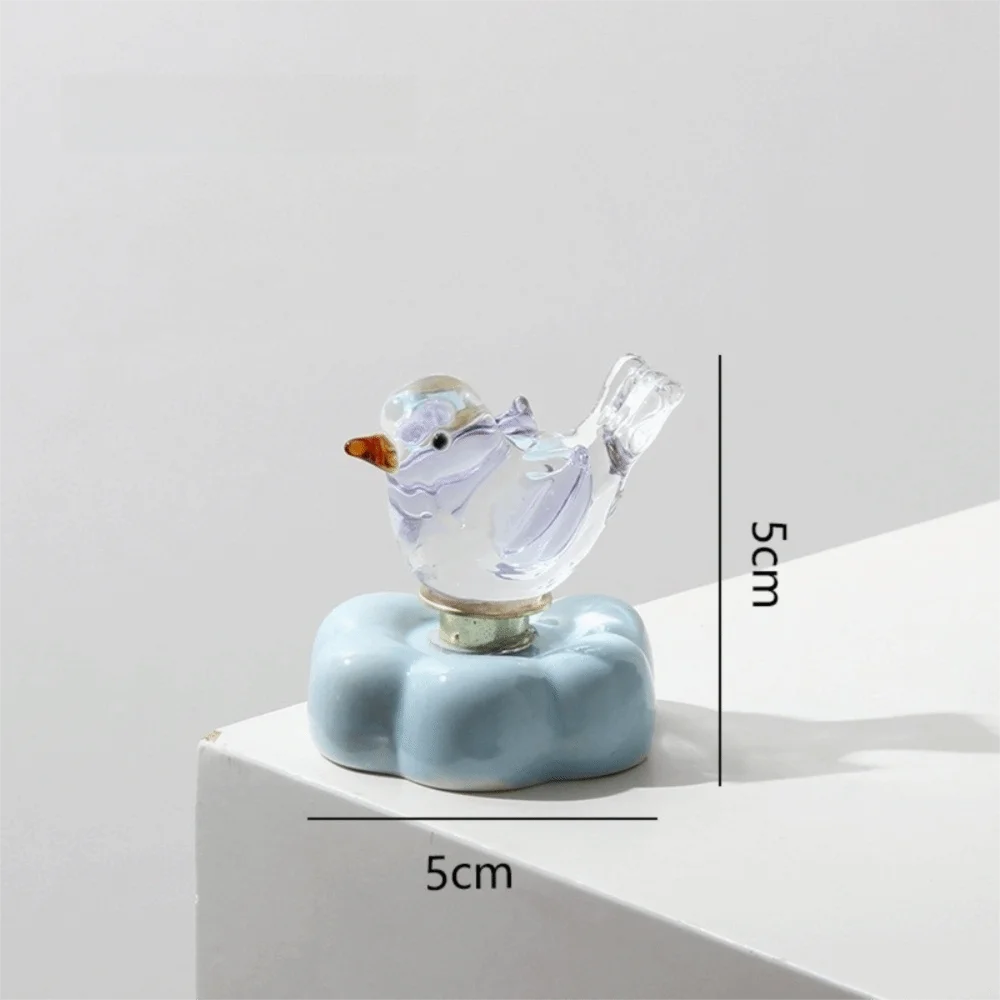 New Glass Glass Bird Figurine Ceramic Rotating Base Bird Ornament Handcrafted DIY Assembly Bird Statue Home Office Decor