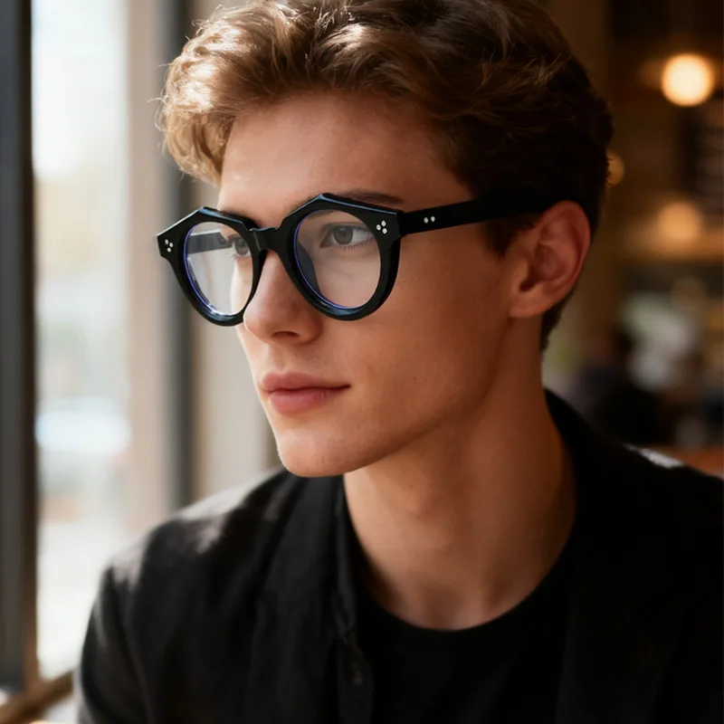 Round Frame Japanese Niche Optical Eyeglasses Frame Anti-blue Light Unisex Retro Frame Insert Lens Non-prescription Glasses