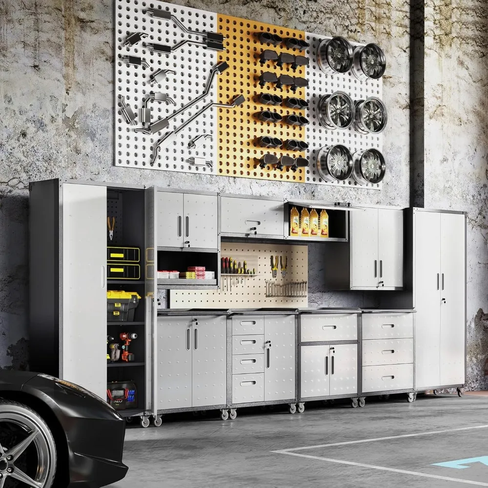 Armadi portautensili con ruote in acciaio resistente con cassetti di bloccaggio per soluzioni di stoccaggio per garage mobile