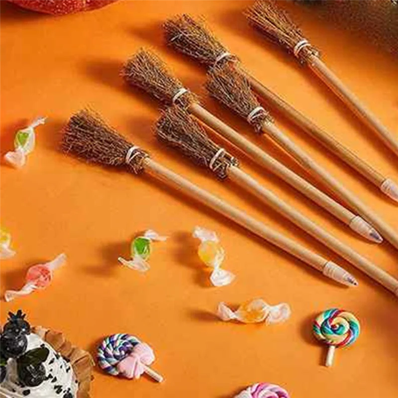 50 Pcs matite per scopa da strega per Halloween matite a sfera con manico di scopa Halloween bomboniere per Halloween scopa da strega Prop Writing