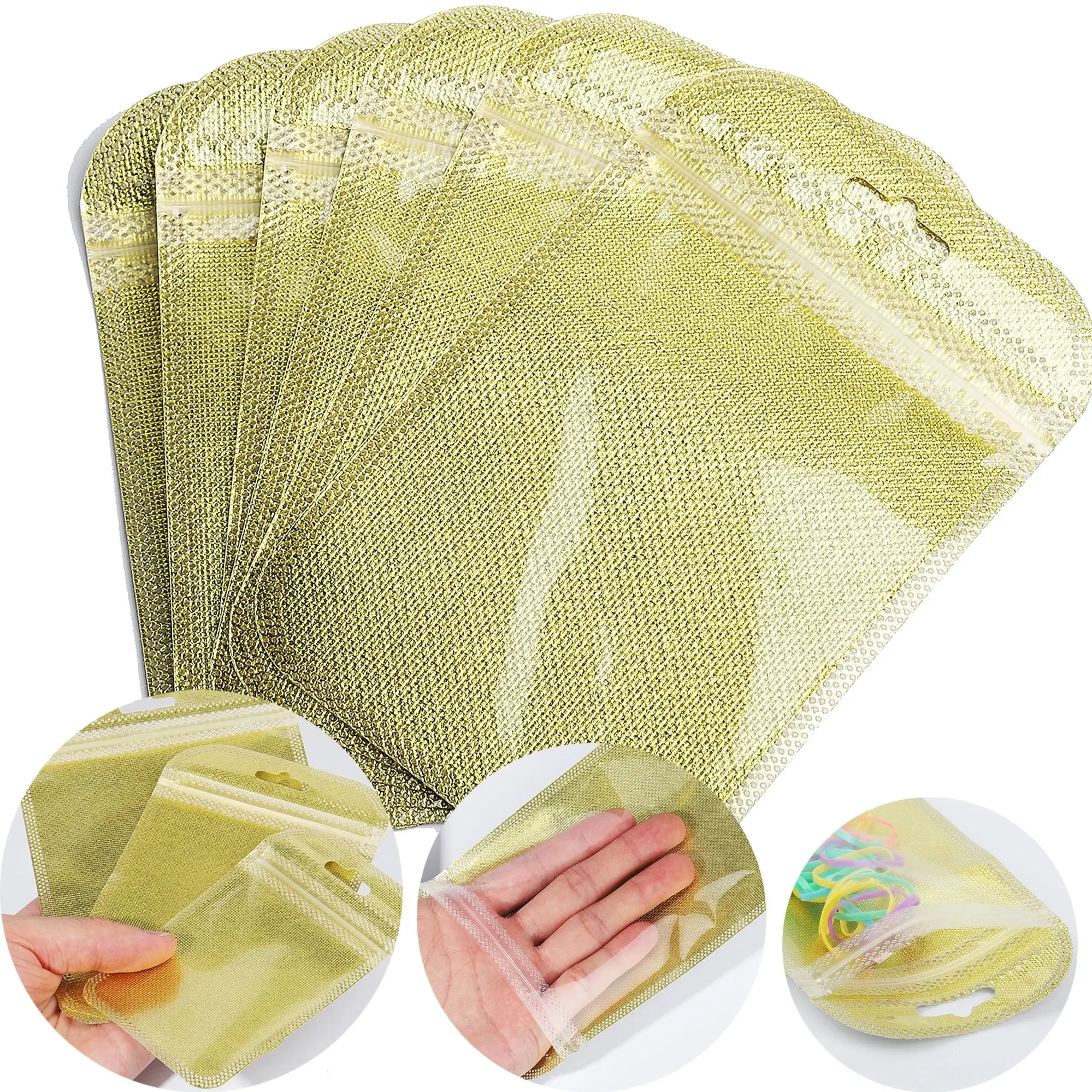 25pcs/lot Self Sealing Bags Gold Silver Color Plastic Pouches Resealable For DIY Jewelry Display Bag Packaging Gift Storage Bags