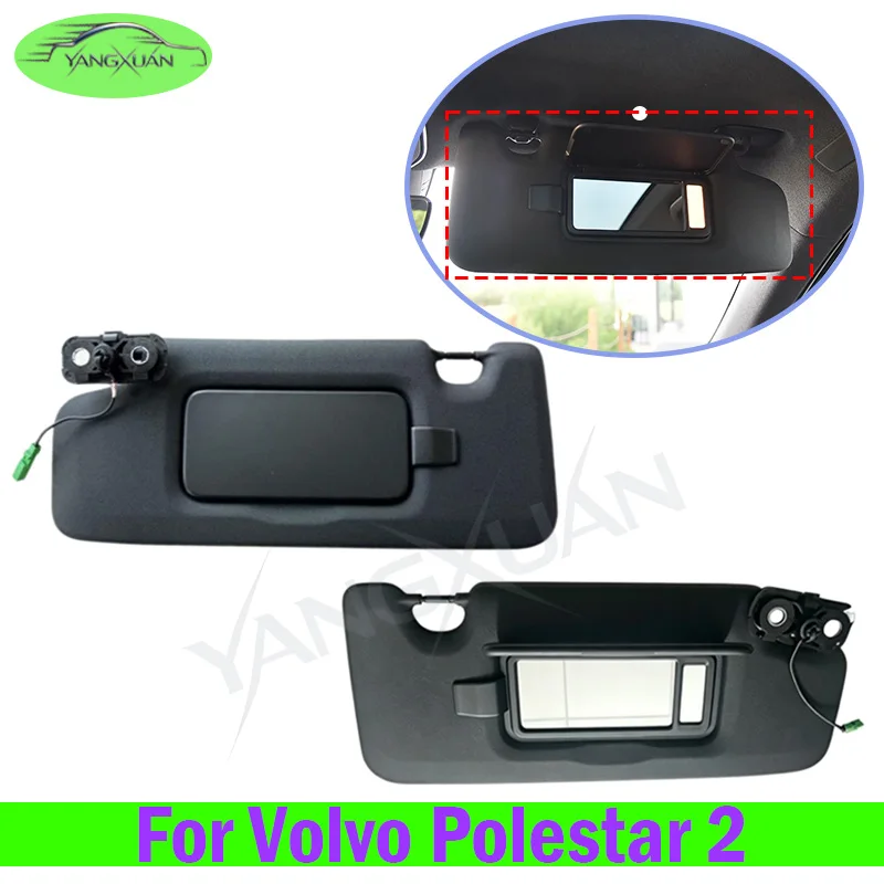 Black Car Front Sun Visor Side Shade Sunvisor With Mirror With light Sunshade Cover Shade Sun Visor For Volvo Polestar 2