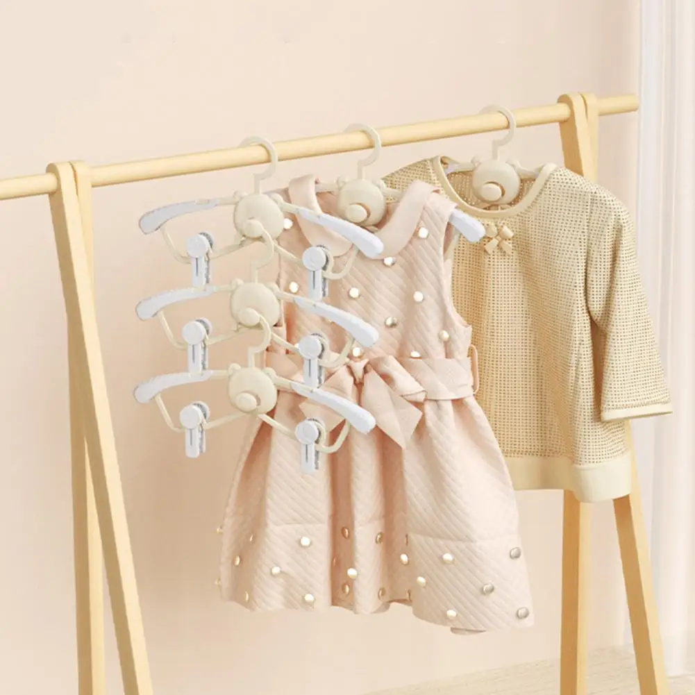 5Pcs Baby Clothes Hangers Space-saving Strong Load-bearing Adjustable Non-Slip Skirt Pants Racks Toddler Clothing Holders