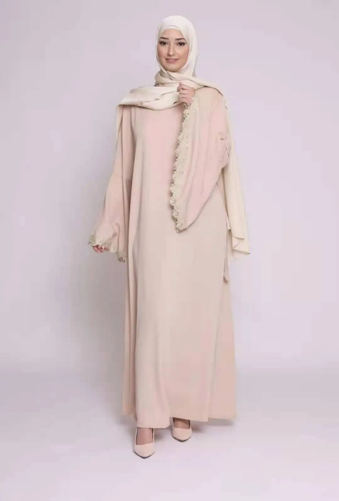 Imagem -05 - Vestido Abaya Muçulmano para Mulheres Ruffles Hijab Vestuário Islâmico Vestido Caftan Marocain Eid Mubarak Dubai Turquia