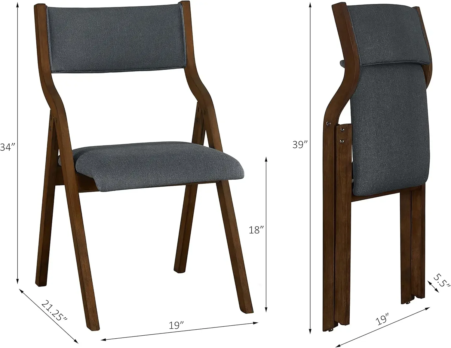 Cast Modern Folding Chairs Foldable Dining Chairs Set of 2, 18