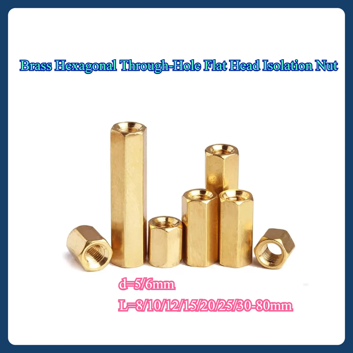 

M5 M6 Brass Hexagonal Through-Hole Flat Head Isolation Nut Column Hollow Chassis Motherboard Computer Board Column