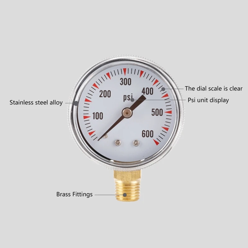 Mini Pressure Gauge Bottom Mount 1/4