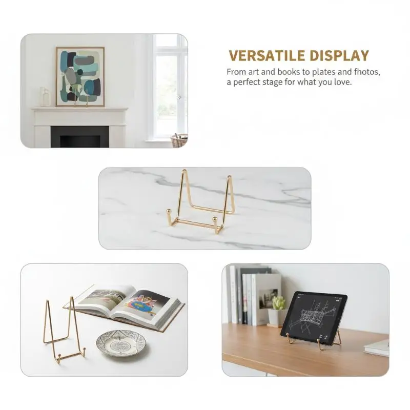 Multifunctional Iron Display Pedestal, Magazine Book Organizer Stand, Plate Bowl Photo Frame Holder for Indoor Home Decoration