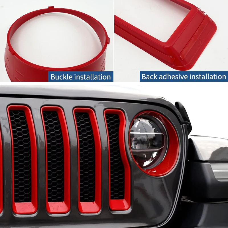 Mesh Front Grille Grill Insert Headlight Cover Trim ABS Interior Accessories For Jeep Wrangler JL JLU 2018-2022 Gladiator JT