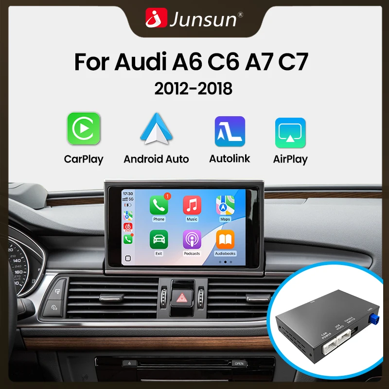 Junsun Wireless CarPlay Android Auto Decoder für Audi A6 C6 A7 C7 S6 S7 2012-2018 Bluetooth GPS Navigation AirPlay MirrorLink