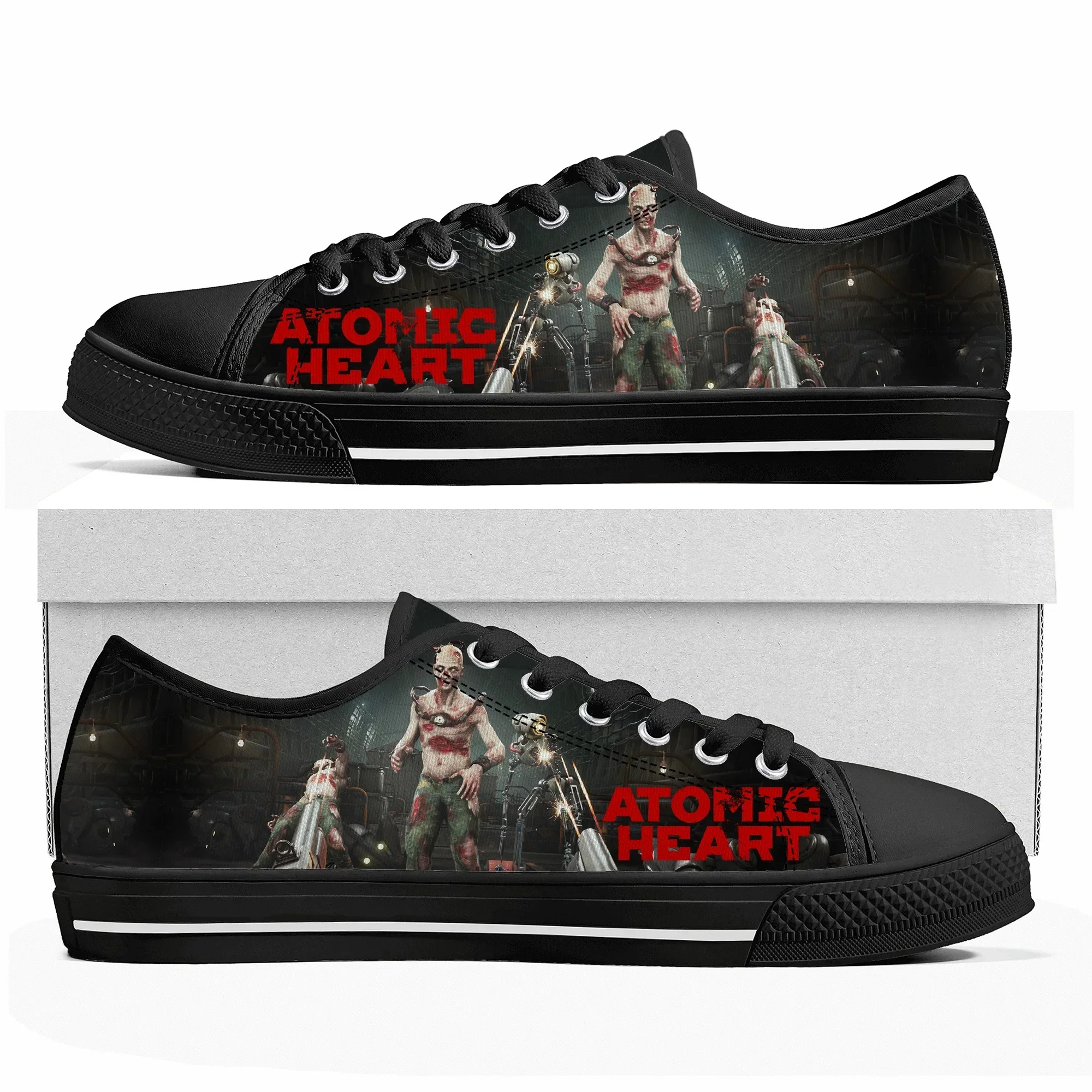 

Кроссовки Atomic Heart Low Top: модные повседневные кеды из канваса с мультяшным принтом для женщин, мужчин и подростков, изготовленные на заказ