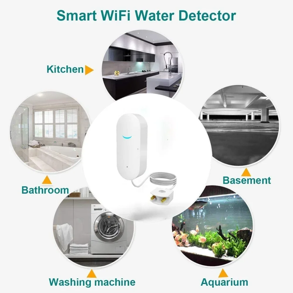 DFA TUYA WiFi Smart Wasser Leckage Sensor Wasser Überlauf Niveau Detektor 80dB Sound Alarm System Raum Flut Leckage Remote Monitor