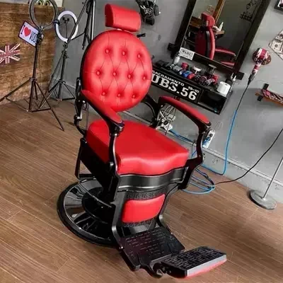 Vintage White Gold Hydraulic Barber Chairs Luxury 360° Rotate, Put Down, Elevated Eeadrest For Salon Beauty Shave