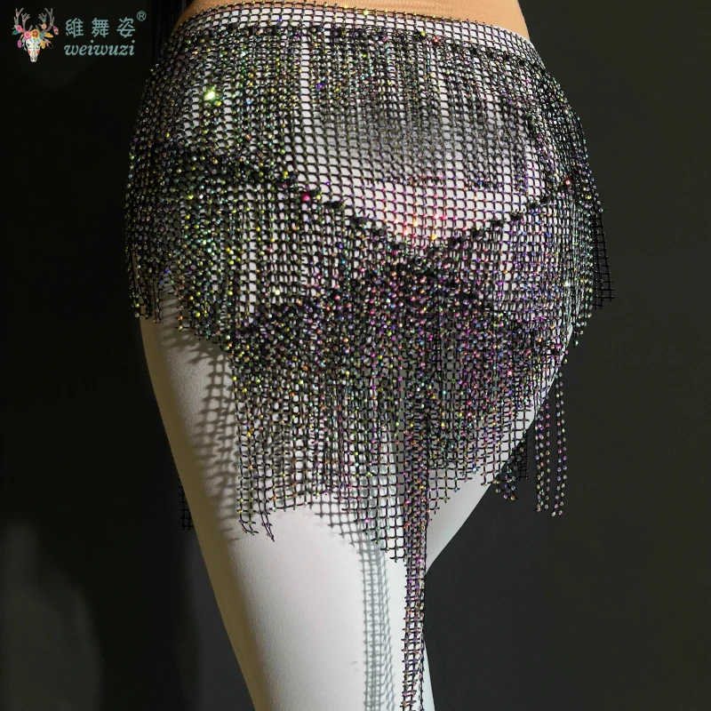Belly Dance Performance Belt for Women Full Diamond Glitter Tassel Hip Scarf Oriental Belly Dancing Competition Accessories - Image 3