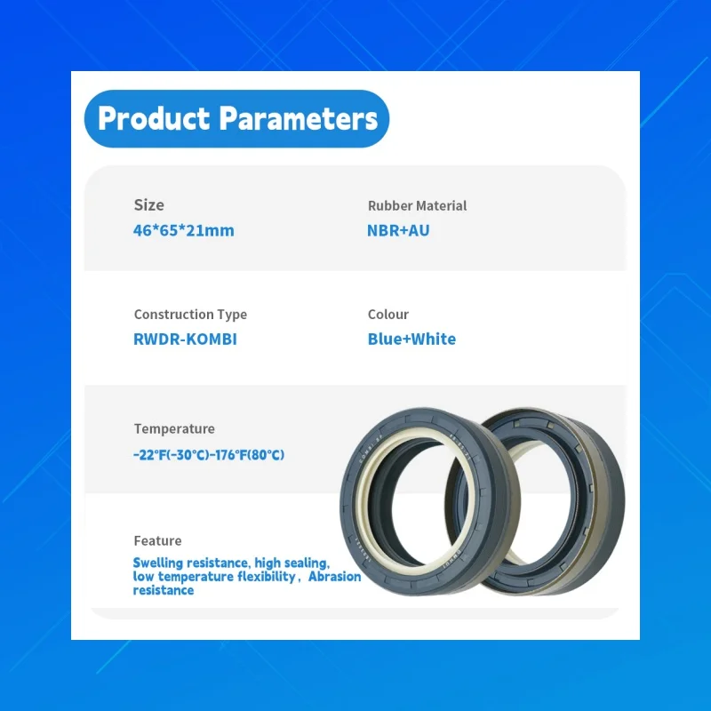 46x65x21mm RWDR-KOMB NBR+AU Composite Oil Seal Fit for Corteco 01027624B Agricultural Machinery Transmission Replacement Parts