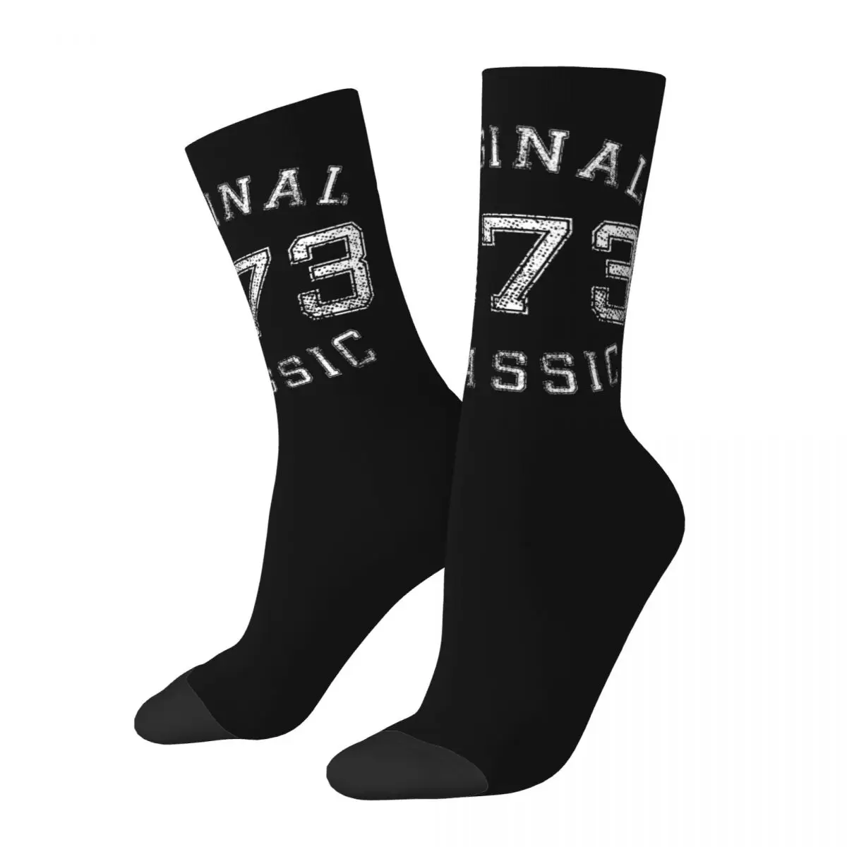 Funny Original Classic 1973 Basketball Socks 50 Years Old Polyester Middle Tube Socks for Women Men Sweat Absorbing