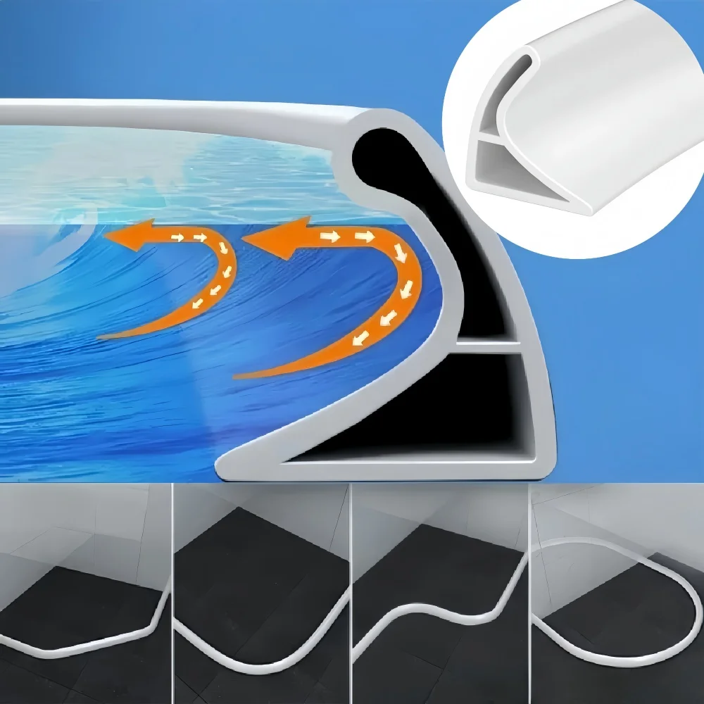 1pc Shower Water Dam Self Adhesive Silicone Shower Threshold Dry Wet Separation Flexible Water Dam Guard Laundry Room ﻿