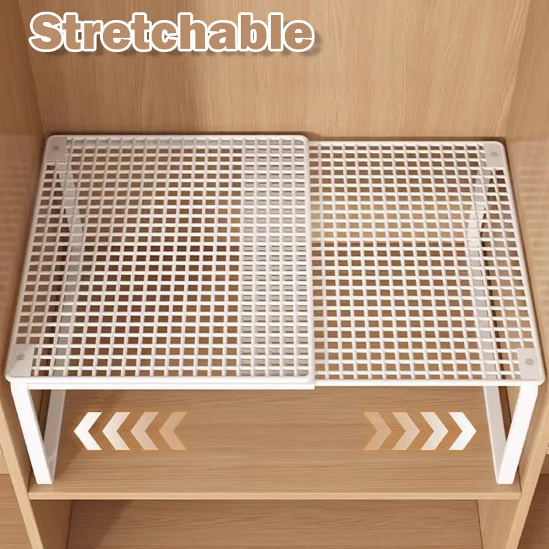 1pc Wardrobe Scalable Layered Partition Board Stackable Large-capacity Shelf Shoe Cabinet Sorting Board Wardrobe Organizer