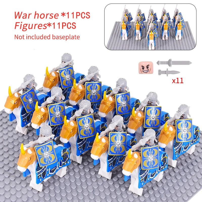 MOC-Figurines de château de Rome Signifer médiéval, soldats romains, cheval de guerre, blocs de construction militaires, briques, jouets pour enfants, cadeaux de Noël