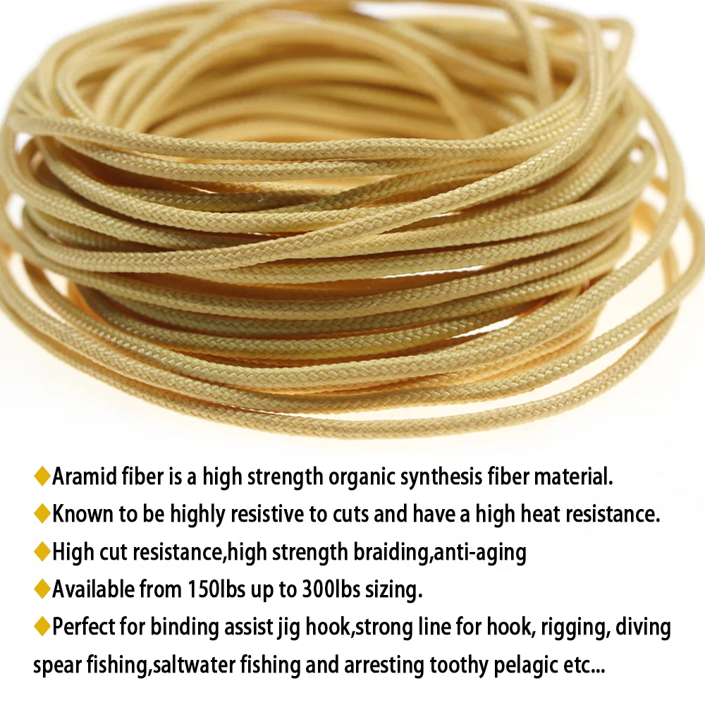 5M 8/16 Stränge Aramidfaser-Geflecht Kevlar Angelschnur Assistenzschnur für Jigging-Haken Salzwasser-Bootsangeln Köder 0,8mm-1,6mm – Detail 3