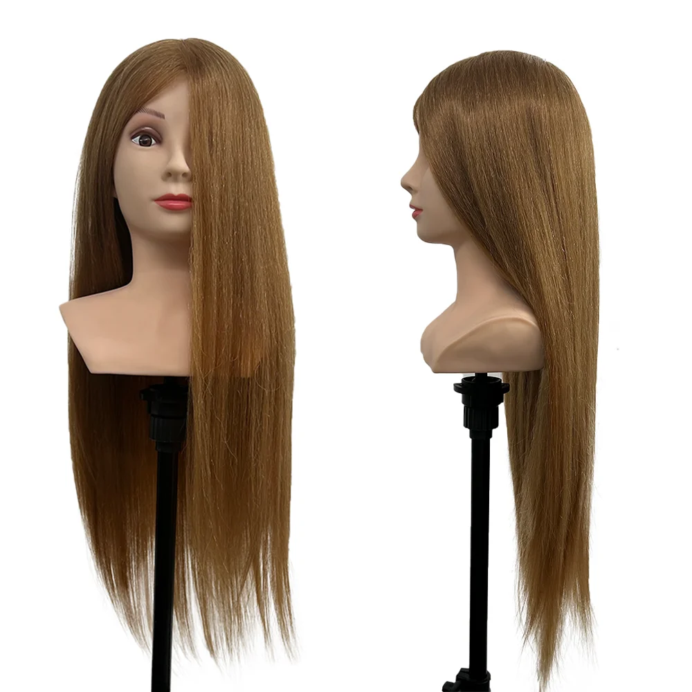 

80% Real Hair 24'' Mannequin Head with Shoulder Hairstyles Dummy Doll Hairdresser Practice Hair Braiding Training Head