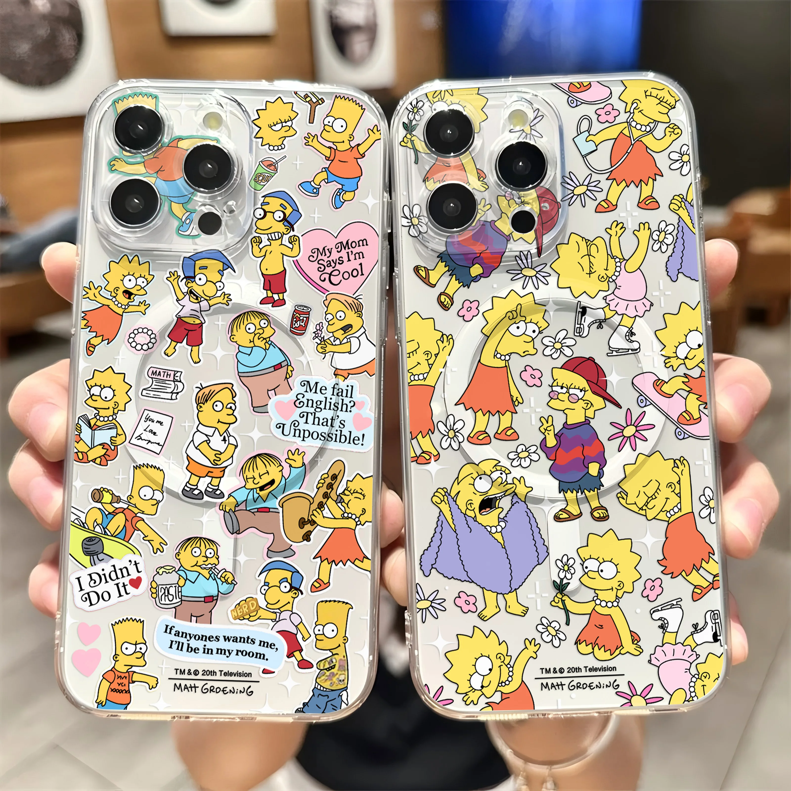 Cartoon S-Simpsons Cute Hot Magnetic Phone Case For Samsung Galaxy S25 S24 S23 S22 S21 S20 FE Edge Plus Ultra 5G Clear TPU Cover