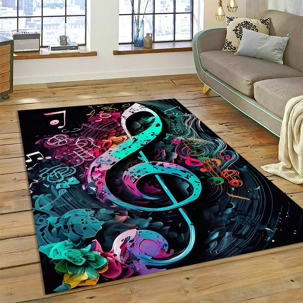 Colorful Musical Note Music Score Cartoon Carpet Rug for Home Living Room Bedroom Sofa Doormat Decor,Kids Area Rug Non-slip Mat