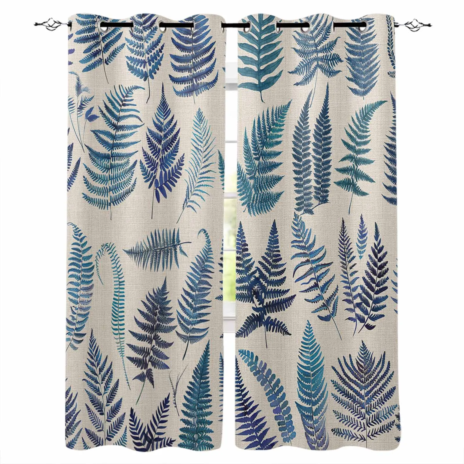 

Summer Plant Ferns Window Curtain Living Room Kitchen Curtain Panel Blackout Curtains For Bedroom