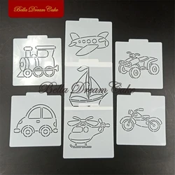 14cm Car/Train/Airplane/Tractor/Boat Cake Stencil PET Fondant Cookies Template DIY Chocolate Mould Cake Decorating Tool Bakeware