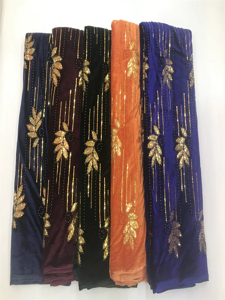 African Swiss Voile Lace 2025 High Quality Velvet Sequence Fabric Embroidery 3D Sequins Net Lace Fabric 5 Yards For Party Dress